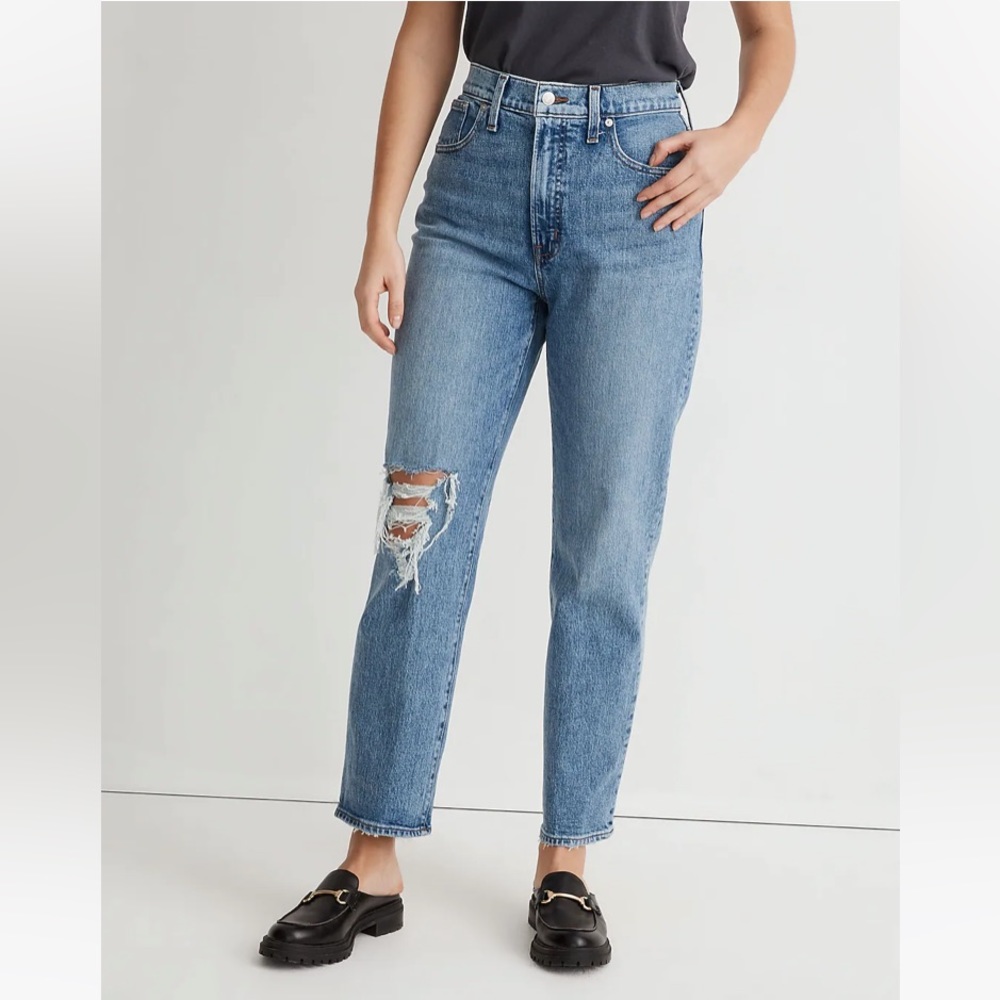 NWT Madewell The Perfect Vintage Straight Jean kingsbury wash knee-rip 33